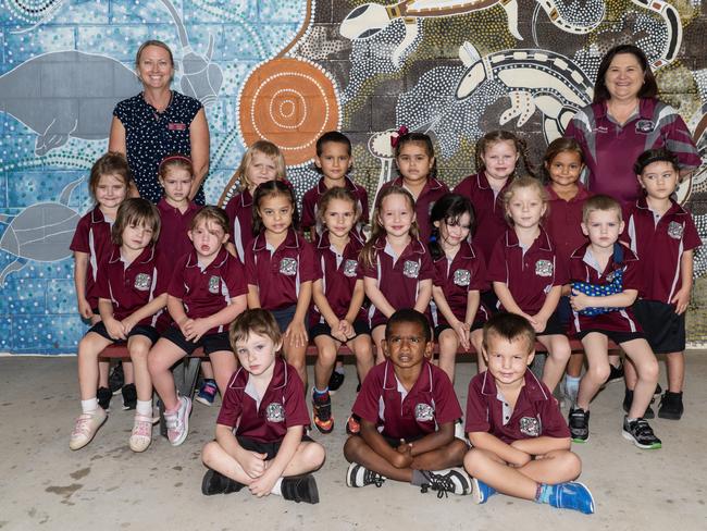 Andergrove State School Prep K Back row: Alexis Neale, Aurora Moolman, Markus Anderson, Peter Radley, Lianna Vick, Aurora Ryland, Tennessee Stewart, Stella-Rose Martin Middle row: Elysa Wilson, Mikayla Smith, Malia-Rose Dias, Ayanah-May Hooper, Meah Eckstein, Adeline Delos Reyes, Ava Williams, Kane Halun Front row: Herman Van Doornspeek, Francis Kris, Ryker Town, Mrs Knight, Mrs Minter Picture: Michaela Harlow.