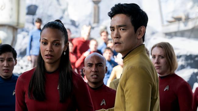Uhuru (Zoe Saldana) and Sulu (John Chu),   are being held captive.