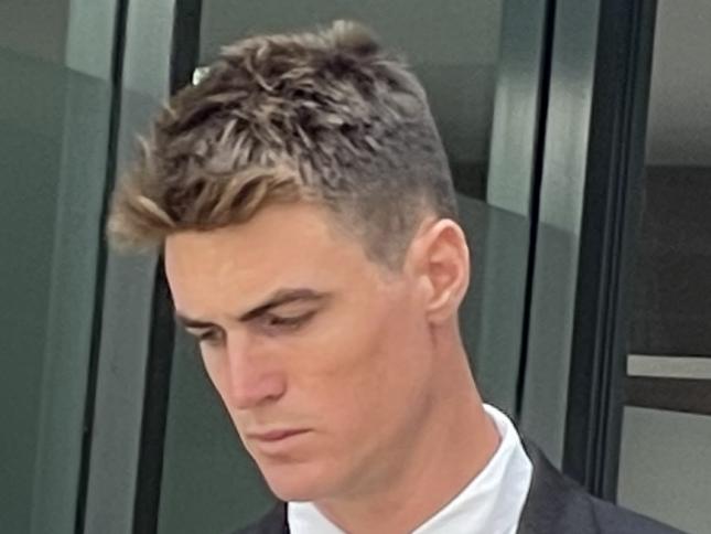 A soon-to-be father has been convicted of punching a security officer in the face when he was heavily intoxicated and asked to leave a popular nightclub. Harrison Keenan, 27, (suit) was sentenced in Sutherland Local Court on Thursday after he pleaded guilty to assault causing actual bodily harm and being an excluded person remaining at a licensed premises. Agreed facts said Keenan was with his mate on November 7 at Northies Cronulla where they consumed numerous alcoholic drinks throughout the evening. Pictured with father (blue shirt) and lawyer Amanda Brady. Picture: Ashleigh Tullis