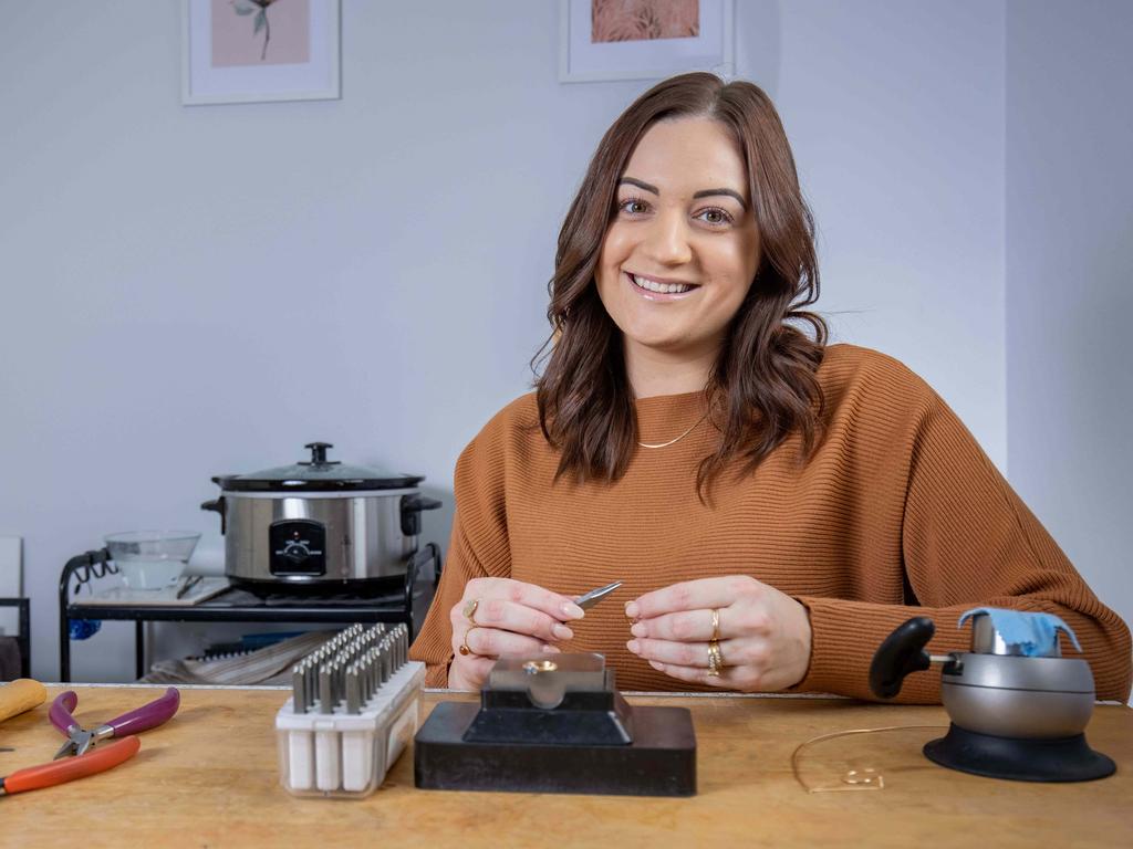 Jen Wheeler at her home jewellery studio at her home in Queenstown. Picture: Ben Clark