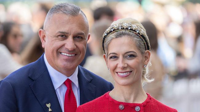 Melbourne Racing Club chairman John Kanga and wife Stephanie. Picture: Jason Edwards