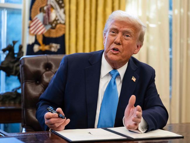 US President Donald Trump speaks to the press after signing an executive order withdrawing his country from a number of United Nations bodies in the Oval Office. Picture: AFP