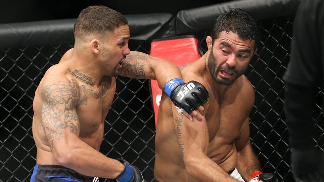 Eryk Anders throws a left hand at Rafael Natal during their UFC Fight Night welterweight bout.