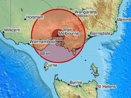 The epicentre of the aftershock was at Croydon, about 4km down, just after 5pm. Picture: EMSC.