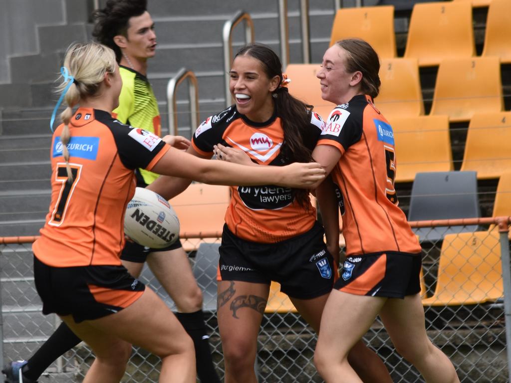 Tiana-Lee Thorne of the Wests Tigers in Tarsha Gale Cup. Picture: Sean Teuma