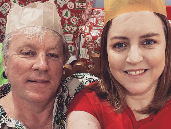 Carrie with her father, Bryan, on Christmas. Picture: Carrie Payne