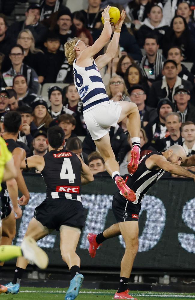 Ollie Dempsey flies high. Picture: Michael Klein