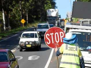 Road works along the Bruxner Highway betwen Wollongbar and Lismore, near Alphadale. Picture: Marc Stapelberg