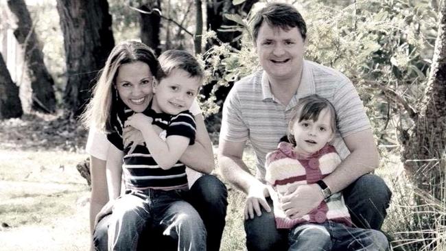 Screen grabs from the photo tribute to the Lutz-Manrique family funeral today. MAria, MArtin, Fernando and Martin. Supplied