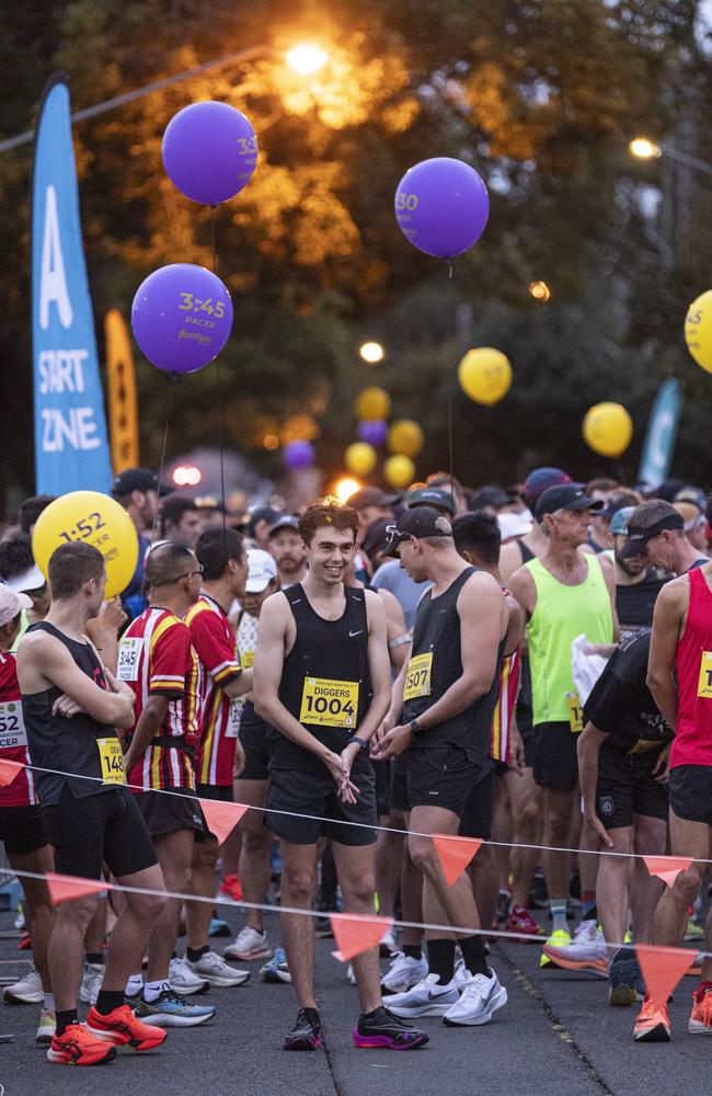 Runners get ready for the start of the Toowoomba Marathon, Sunday, May 5, 2024. Picture: Kevin Farmer