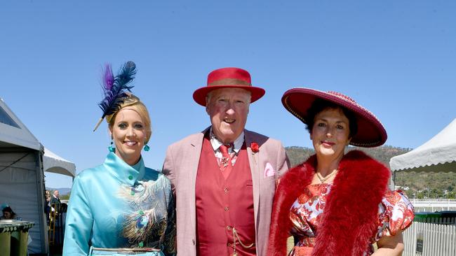 Ladies Day socials at Cluden. Belinda Ogilvie with Thomas and Barbara Thompson. Picture: Evan Morgan