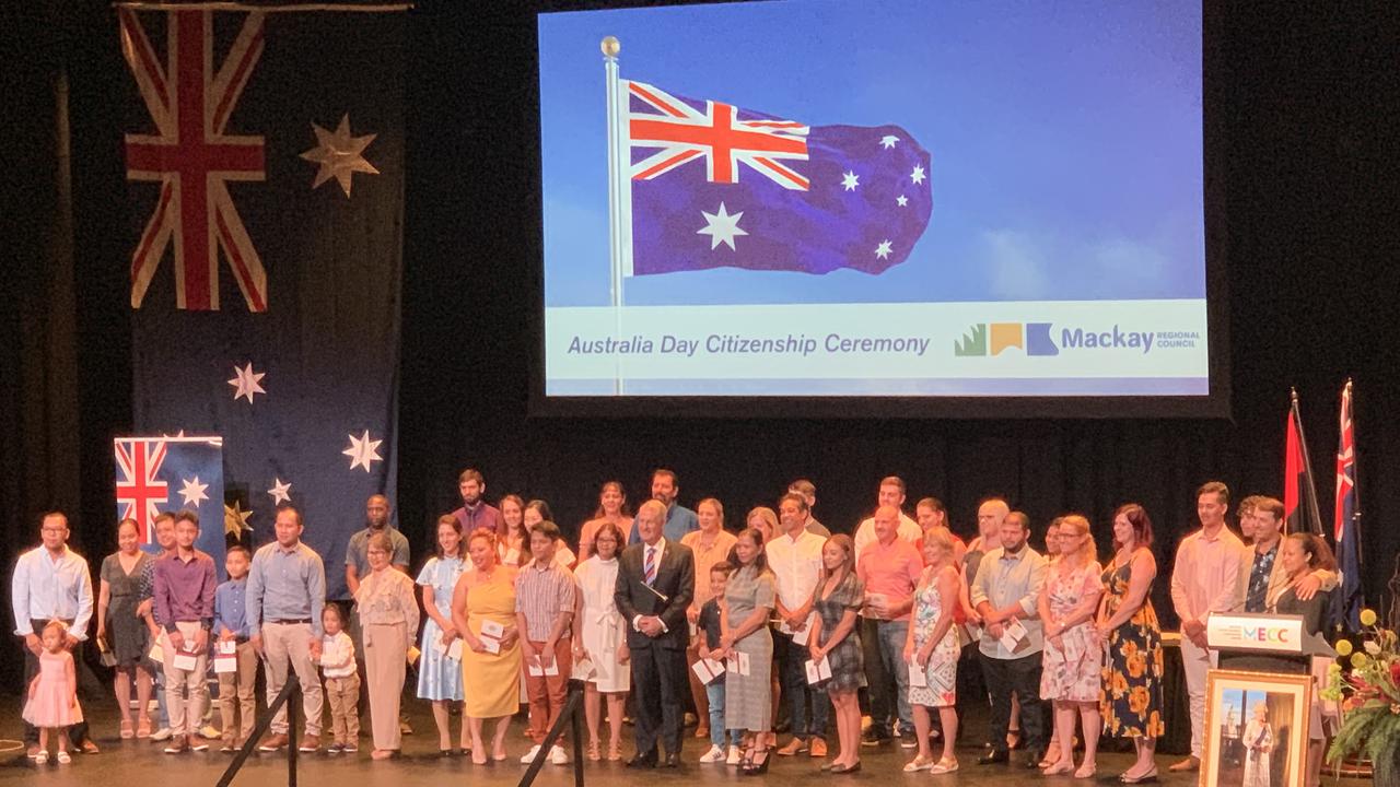 A citizenship ceremony held by Mackay Regional Council on Australia Day. Picture: Tara Miko