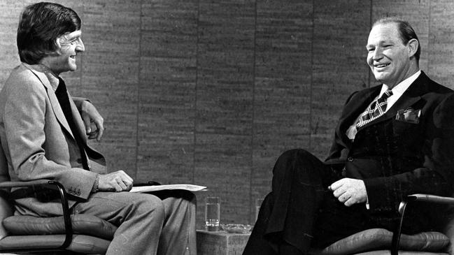 Kerry Packer and Parkinson on his TV show in 1979.