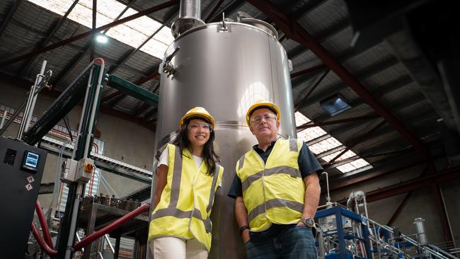 Samsara Eco founder and CEO Paul Riley - with head of protein engineering Vanessa Vongsouthi - says ‘our latest breakthrough makes it possible to believe future textiles will be made from waste and excess, not fossil fuels’.