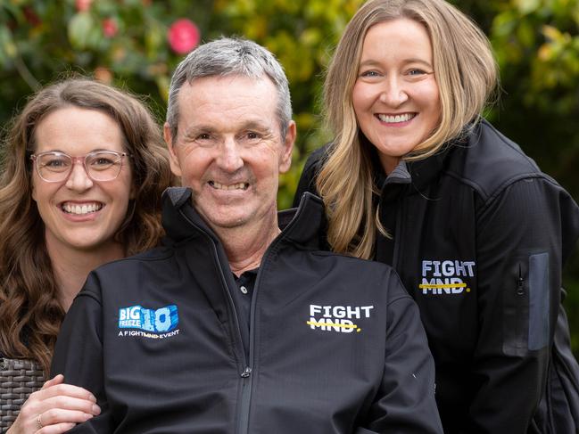 FightMND co-founder Neale Daniher with daughter Rebecca Daniher and Dr Bec Sheean. Picture: Jason Edwards.