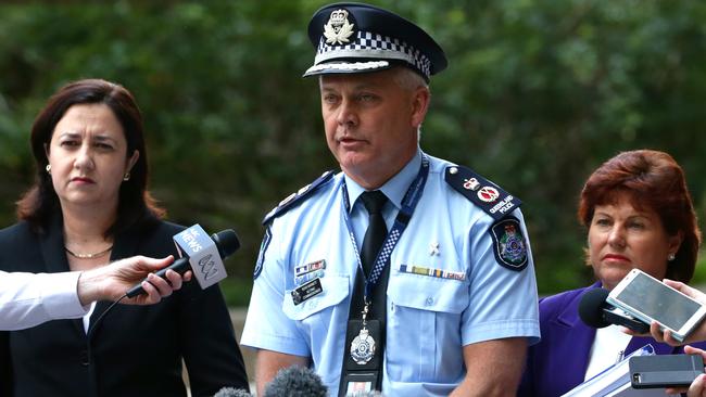 Queensland Premier Annastacia Palaszczuk, Attorney-General Yvette D'Ath and Police Minister Jo-Ann Miller meet with Ross Barnett.