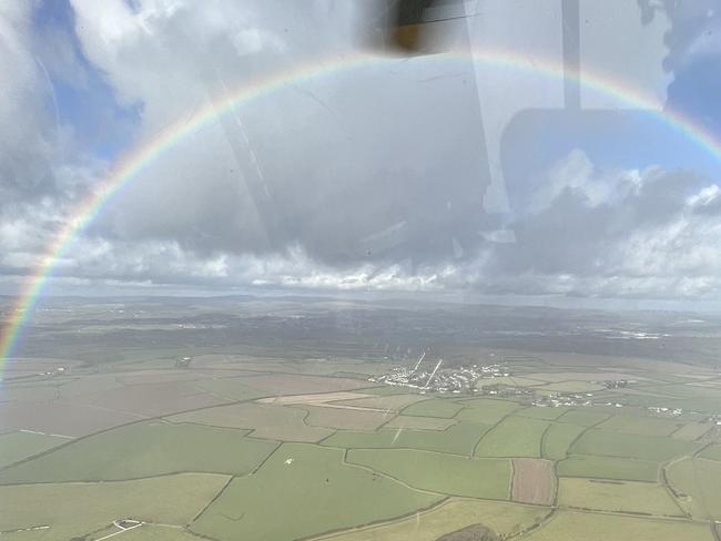 It’s not often you come across a full circle rainbow, let alone from an aircraft window.