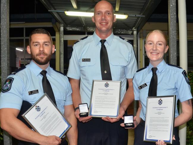 Constable Kieran Peters, Senior Constable Peter Alexander and Constable Ellie Mason received Assistant Commissioner's Certificates.  Picture: Natasha Emeck