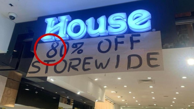 House has come under fire for this “misleading” sale sign. Picture: Facebook