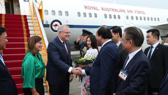 22/08/2019 Australian Prime Minister Scott Morrison and his wife Jenny arriving at Noi Bai Airport in Hanoi, Vietnam. The PM is in Vietnam for a two-day official visit. Adam Taylor/PMO