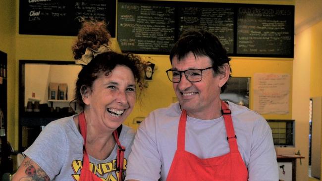 Marty Elliot and Maureen Burgess from Fork Knows Plant Based Kitchen & Preservery cafe in Coffs Harbour. The couple are 'demystifying' vegan food with their delicious menu and selection of homemade preserves. Coffs Harbour small business. Photo: Tim Jarrett