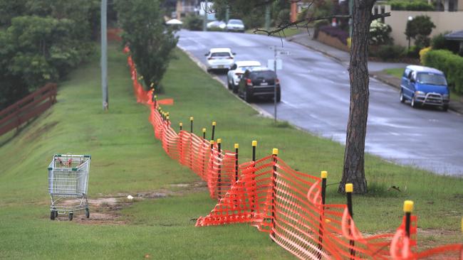 The border crossing at Dixon Street Coolangatta was this month damaged in multiple spots allowing vehicles to avoid Police border crossing inspections and to pass into Queensland un checked. Photo Scott Powick