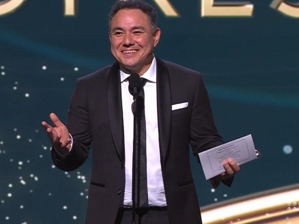 Sam Pang accepts Logie award for Kitty Flanagan – 2022 Logies. Picture: Channel 9