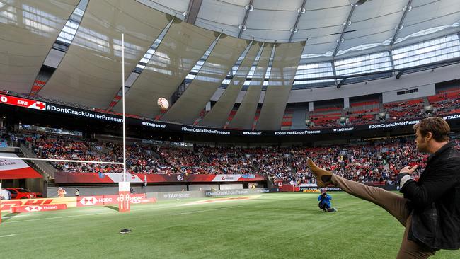 Screens cover seating at BC Place in Vancouver, Canada. Picture: Getty Images