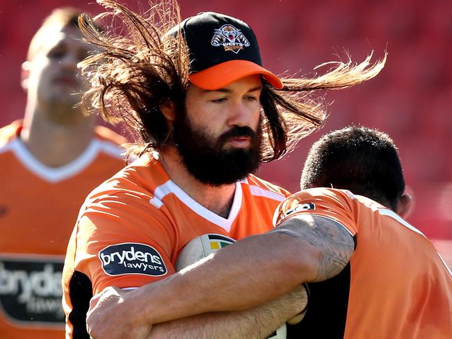 Tigers skipper Aaron Woods is off contract at season’s end. Picture: Gregg Porteous