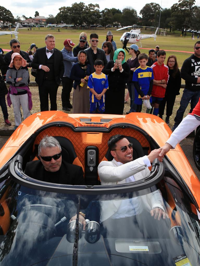 Auburn deputy mayor Salim Mehajer shakes the hand of a well-wisher. Picture: Toby Zerna