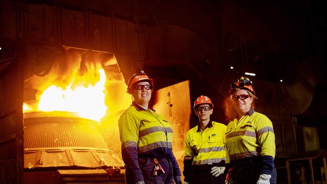 Workers at BlueScope Steel’s Port Kembla plant. The manufacturer will spend $1.15bn expanding the life of the plant. Picture: Nikki Short