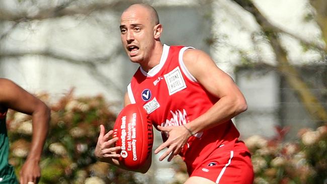 Dean Calcedo of Preston runs forward with the ball during VAFA grand final: Preston Bullants v UHS-VU on Saturday, September 14, 2019, in Box Hill, Victoria, Australia. Picture: Hamish Blair