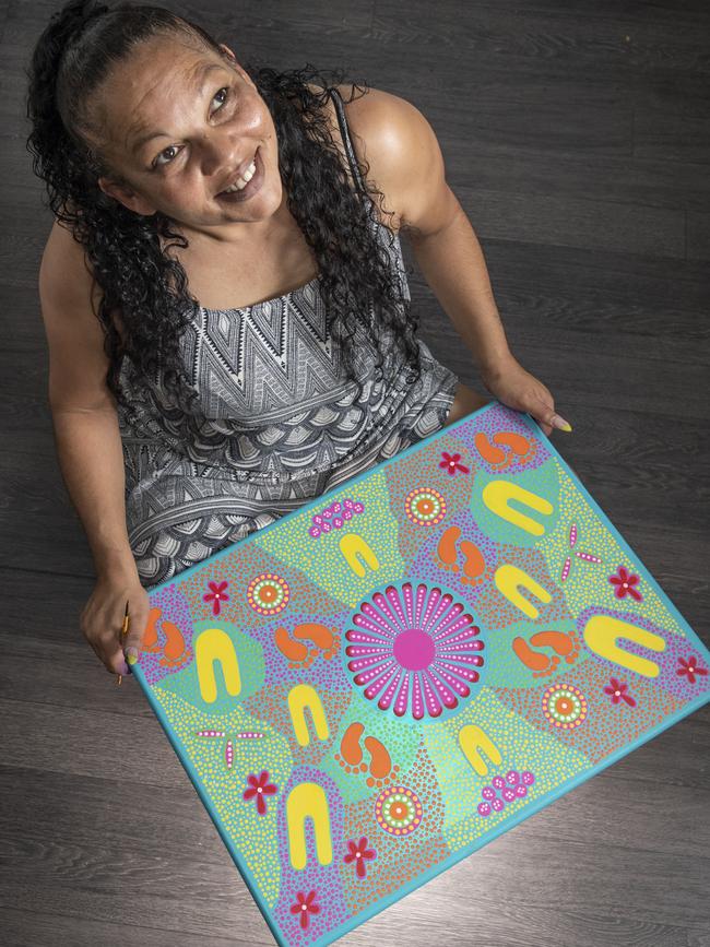 Indigenous artist Stacey Trindall has a business called Baru Maranga Art. Picture: Nev Madsen