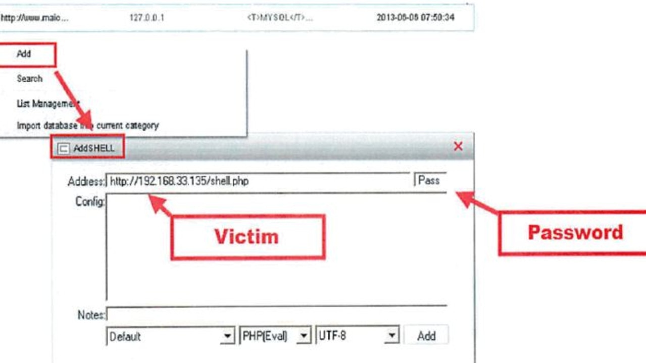 Some of the hacks used a publicly available tool that disguises itself on the target's computer. Picture: US Department of Justice