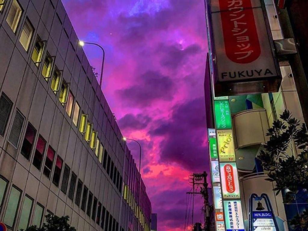 Purple skies over Japan as Typhoon Hagibis closes in.