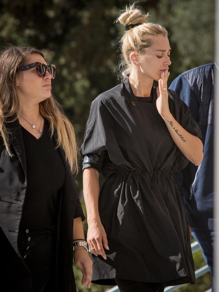 Victoria Karida at her husband’s funeral. He was killed in Athens. Picture: Angelos Christofilopoulos/ News Corp