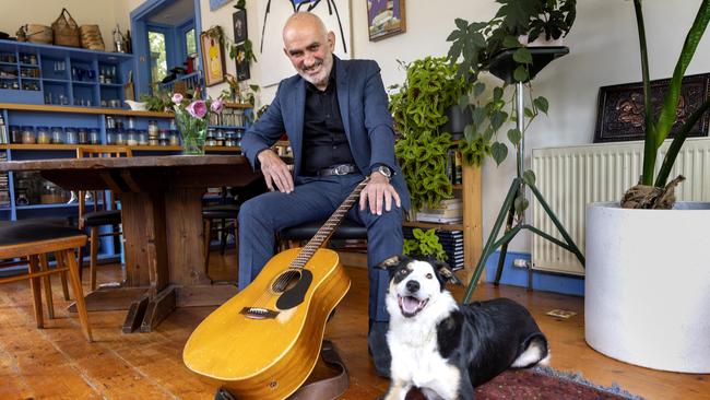 Paul Kelly at home in St Kilda, Melbourne. His new double-album was inspired by reflecting on the fun and magic of Christmas he experienced as a boy. Picture: David Geraghty