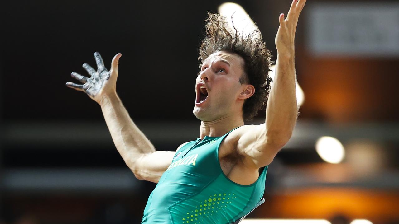 BUDAPEST, HUNGARY - AUGUST 26: Kurtis Marschall of Team Australia reacts in the Men's Pole Vault Final during day eight of the World Athletics Championships Budapest 2023 at National Athletics Centre on August 26, 2023 in Budapest, Hungary. (Photo by Michael Steele/Getty Images)