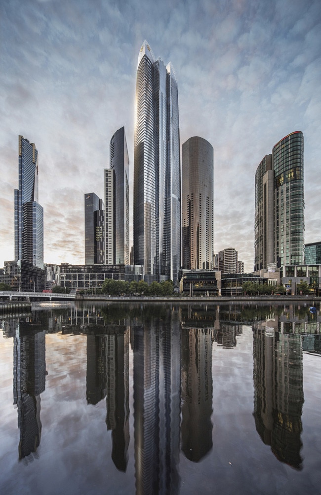 Crown Queensbridge Towers, Queensbridge St, 26m taller than the Eureka Tower.