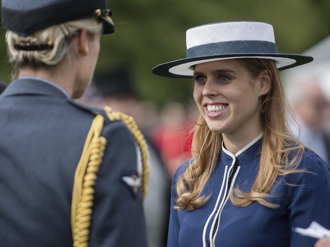 Princess Beatrice talks to guests during a garden party at Buckingham Palace on May 16, 2017 in London, England. Picture: Getty