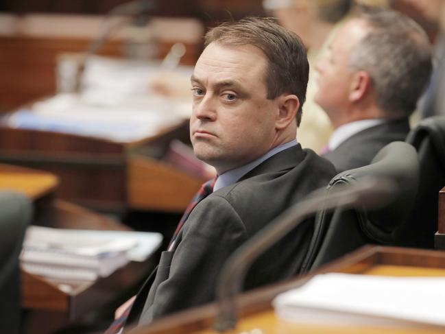 Scott Bacon in Parliament as Treasurer Peter Gutwein delivered the 2019 budget. Picture: PATRICK GEE