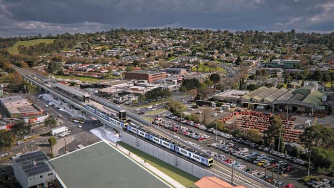 An artist’s impression of the proposed Lilydale sky rail.