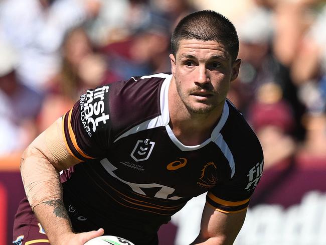 TOOWOOMBA, AUSTRALIA - FEBRUARY 16: Cory Paix of the Broncos in action during the 2025 NRL Pre-Season Challenge match between Brisbane Broncos and Gold Coast Titans at Clive Berghofer Stadium on February 16, 2025 in Toowoomba, Australia. (Photo by Bradley Kanaris/Getty Images)