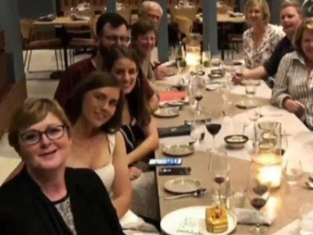 Brittany Higgins at a dinner with Linda Reynolds in Perth on May 15, 2019. Source: Sky News