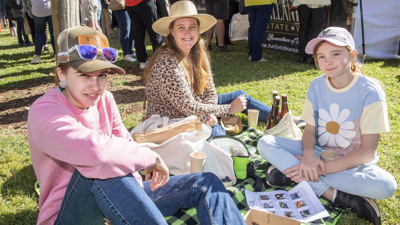 (from left) Georgie, Meg and Emma Kummerow at the Hampton food festival. Sunday, June 26, 2022. Picture: Nev Madsen.