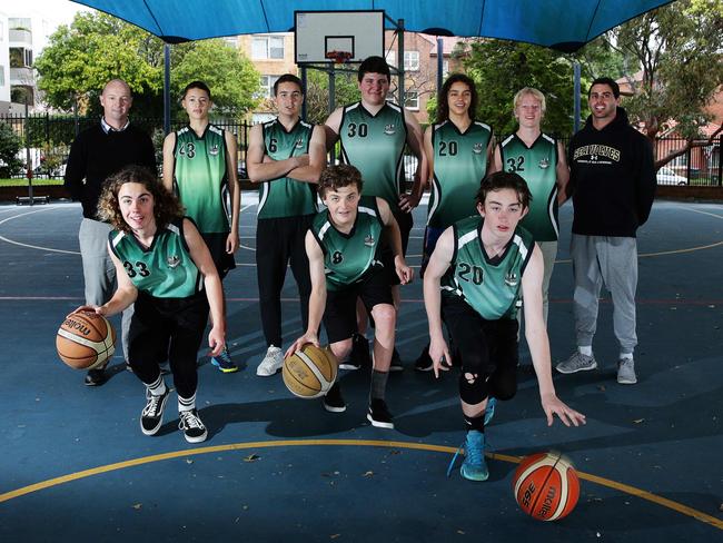 Mosman High School’s under-15 boys’ basketball team. Picture: Virginia Young