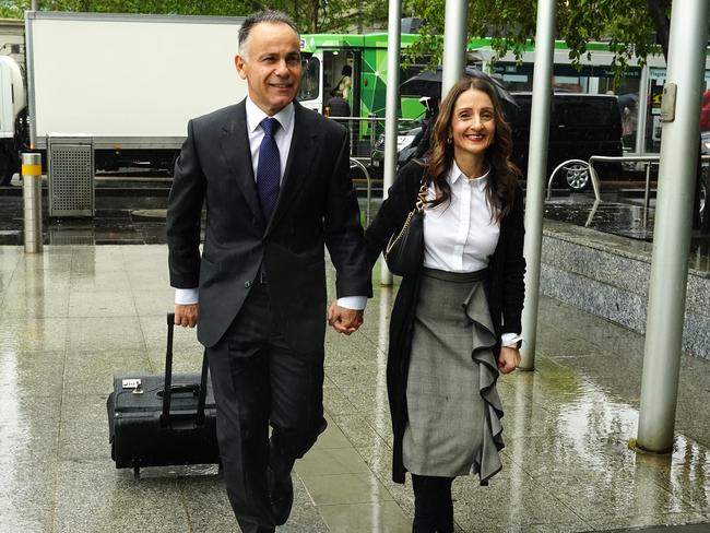 MELBOURNE AUSTRALIA - NewsWire Photos SEPTEMBER 25, 2024:Victorian Opposition Leader John Pesutto is pictured arriving with his wife, Betty, for a Federal Court hearing.Picture: NewsWire / Luis Enrique Ascui