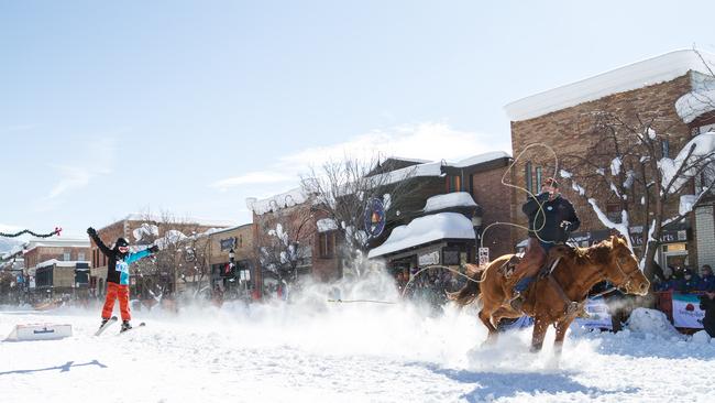 Skijoring at the Steamboat Springs winter carnival.