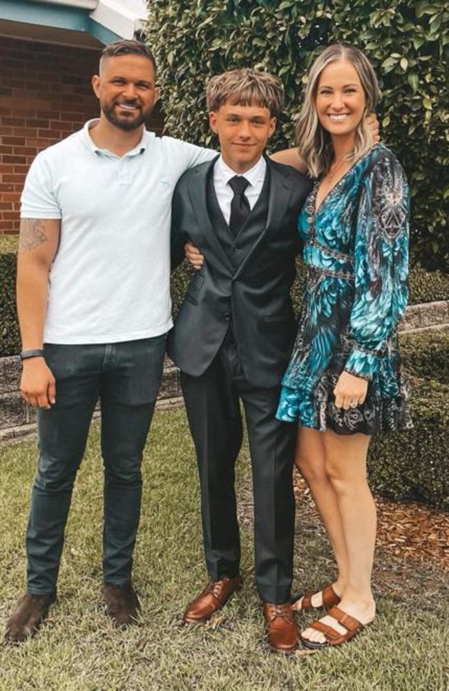 Jemma with her husband Lang, and stepson, Riley. Picture: Supplied.