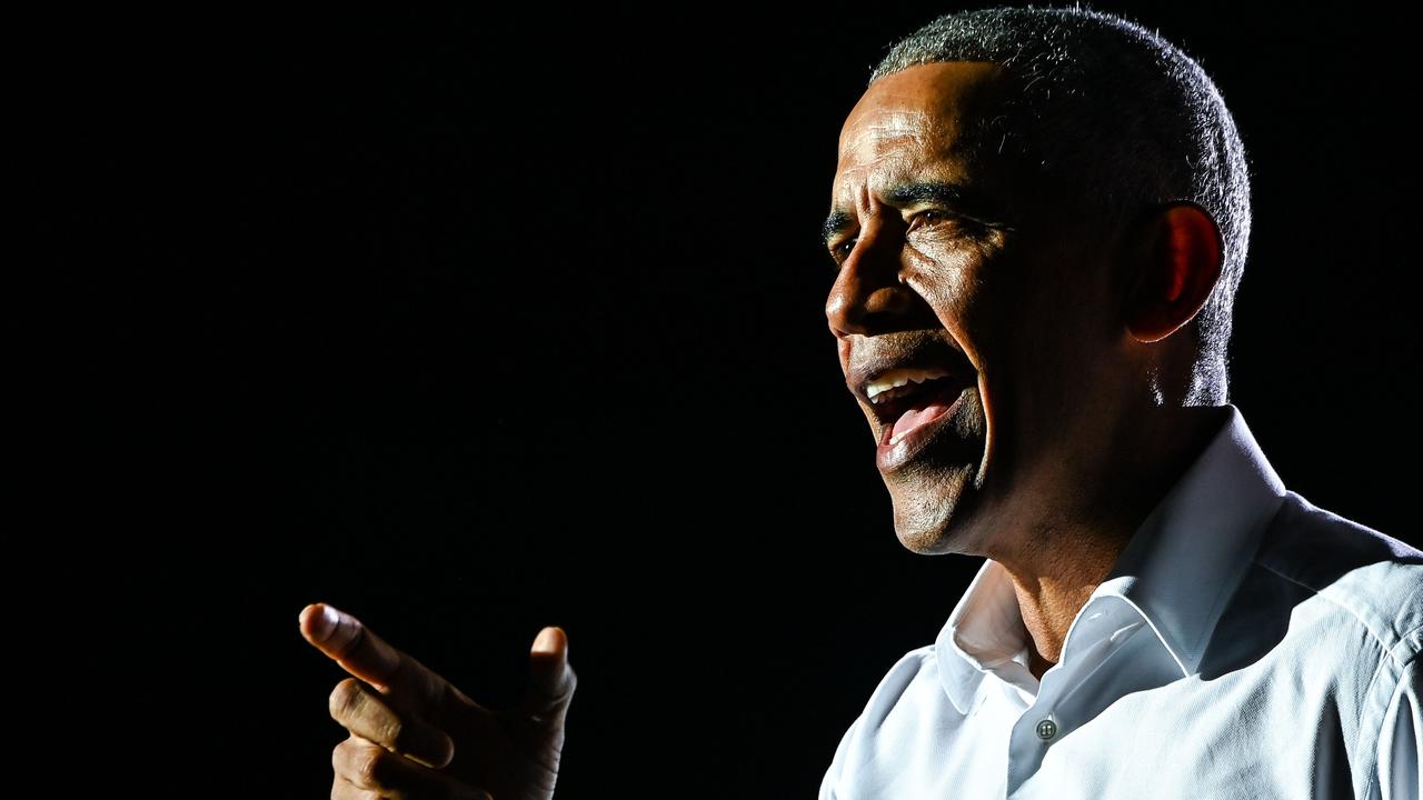 Former US President Barack Obama said ‘everything is on the line’ in this election. Picture: Chandan Khanna/AFP